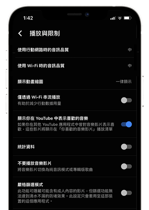 手機 YouTube Music 音質設定