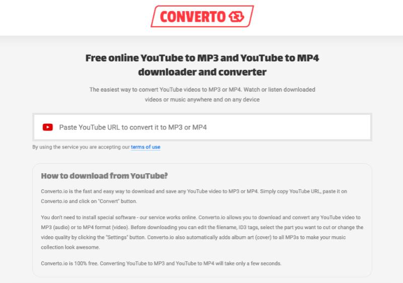 粘貼 YouTube 連結到 converto