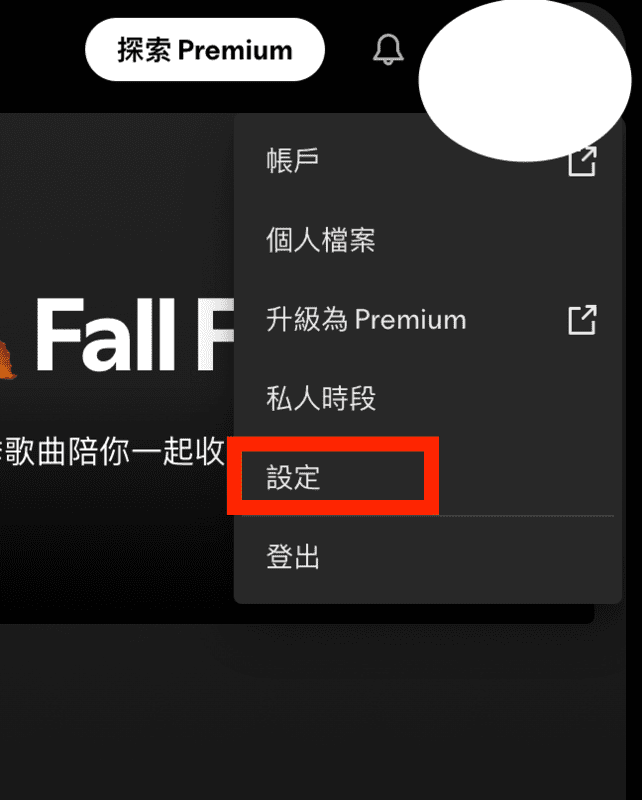 進入 Spotify 桌面端設定