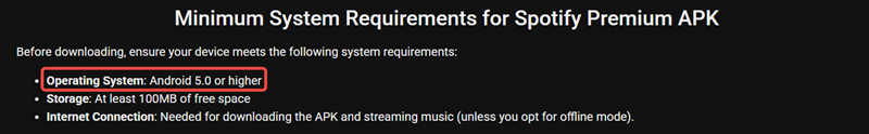 Spotify Premium APK 支援設備